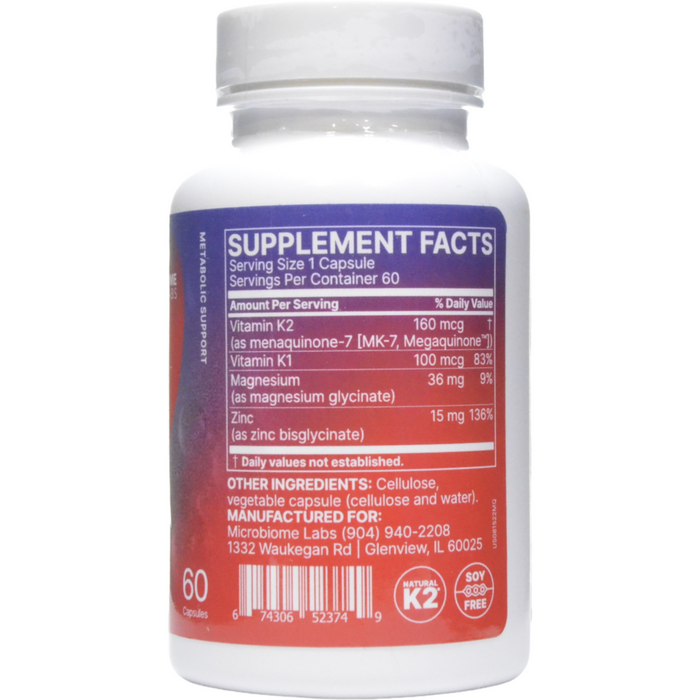 Microbiome Labs, MegaQuinone K2-7 60 capsules Supplement Facts