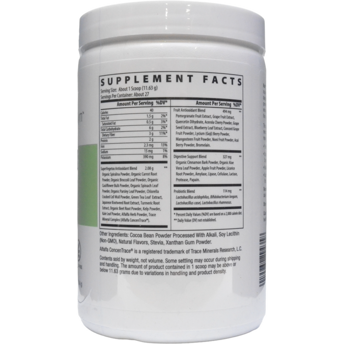 Nutri-Dyn, Fruits & Greens Chocolate Peppermint Supplement Facts