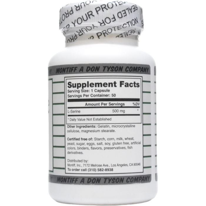 Montiff, Pure L-Serine 500 mg 50 caps Supplement Facts