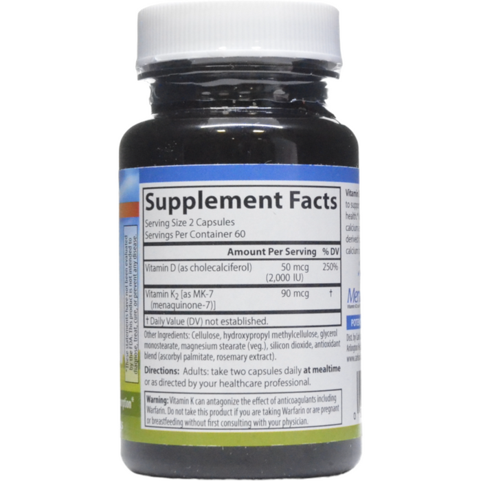 Carlson Labs, Vitamin D3 & K2 120 caps Supplement Facts