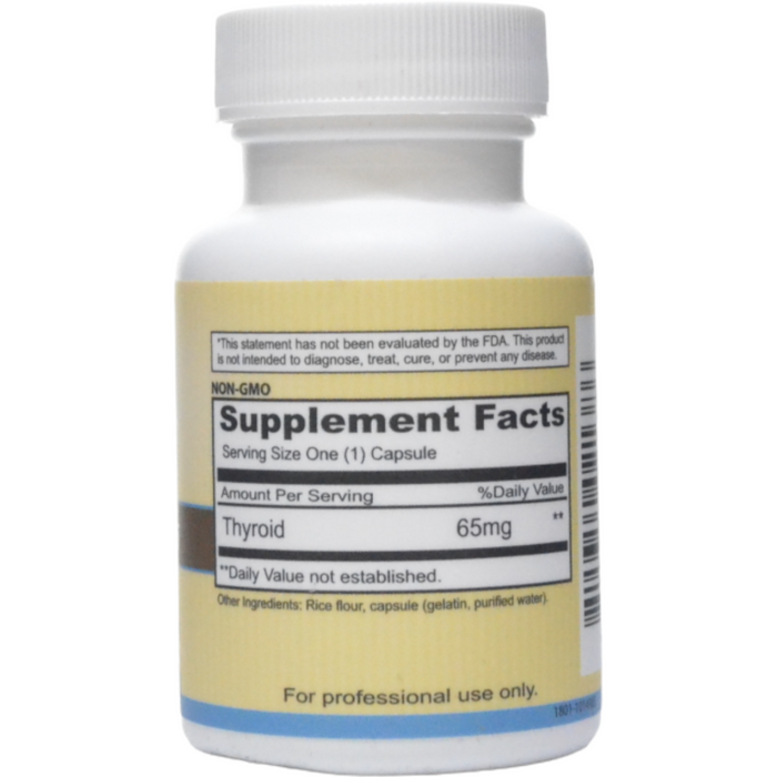 Priority One Vitamins, Thyroid 65 mg 90 caps Supplement Facts