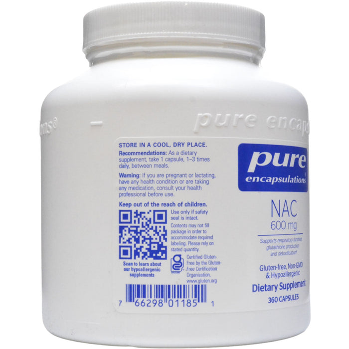 Pure Encapsulations, NAC 600 mg 360 capsules Recommendations Label