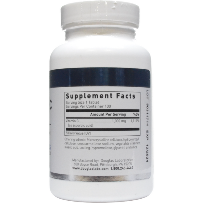 Douglas Labs, Vitamin C 1000 mg 100 tabs Supplement Facts