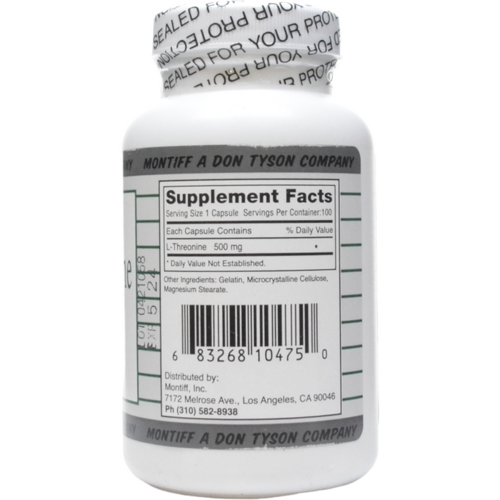 Montiff, Pure L-Threonine 500 mg 100 caps Supplement Facts