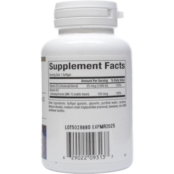Bioclinic Naturals, Vitamin D3 & K2 60 gels Supplement Facts