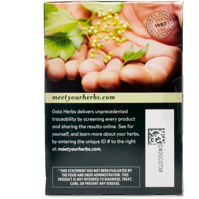Bronchial Wellness Herbal Tea 16 bags by Gaia Herbs Information Label