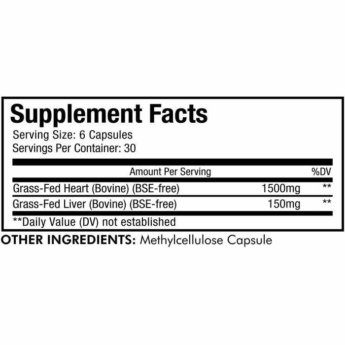 CodeAge, Beef Heart 180 Capsules Supplement Facts Label