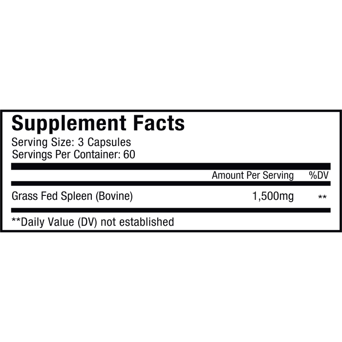 CodeAge, Beef Spleen 180 Capsules Supplement Facts Label