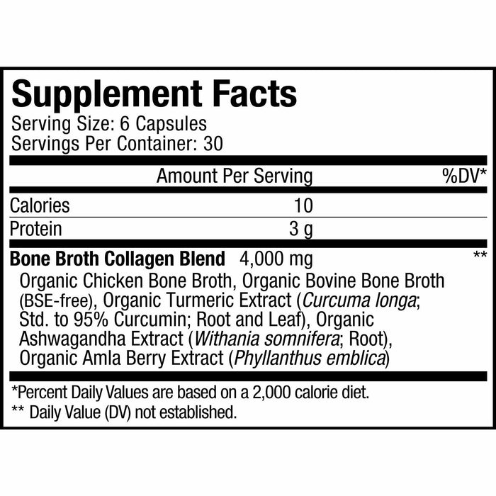 CodeAge, Bone Broth Collagen 180 Capsules Supplement Facts Label