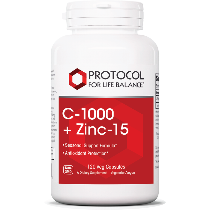 Protocol For Life Balance, C-1000 + Zinc-15 120 vcaps 