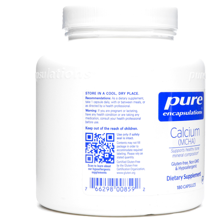 Calcium (MCHA) 180 vcaps by Pure Encapsulations Recommendations Label