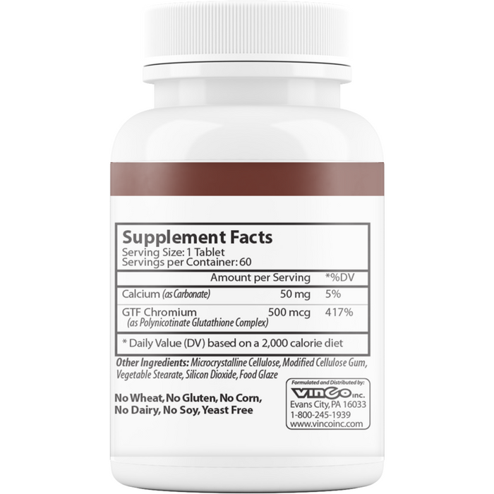 Vinco, Chromacin 60 tabs Supplement Facts Label