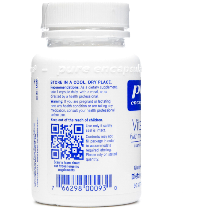 Vitamin E (Natural) 400 IU 90 gels by Pure Encapsulations Warning Label
