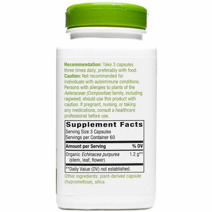 Echinacea 400 mg 180 caps by Nature's Way Supplement Facts Label