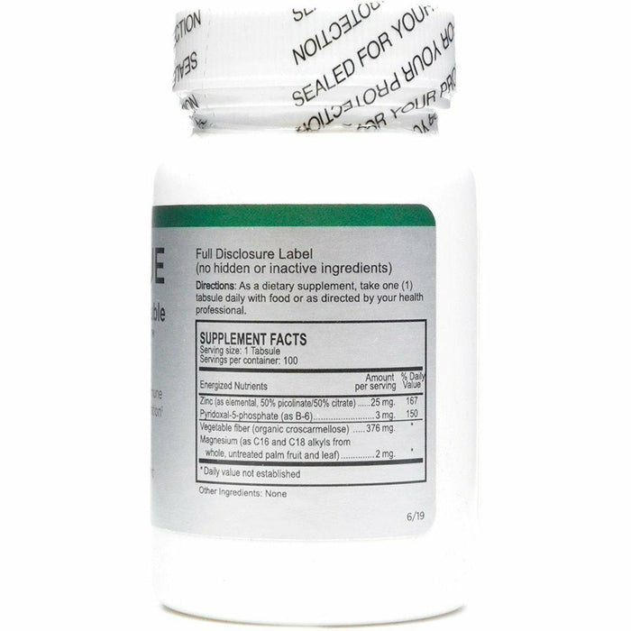 Energized Double Zinc Guard 100 tabs by PERQUE Supplement Facts Label