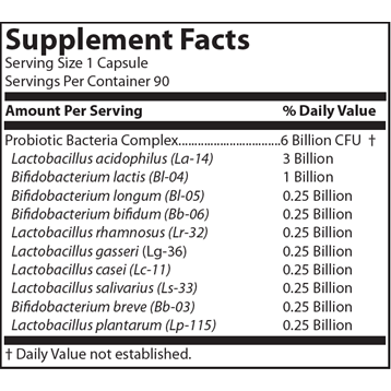 Nutritional Frontiers, Frontier Biotics 90 Vegetarian Capsules Supplement Facts Label