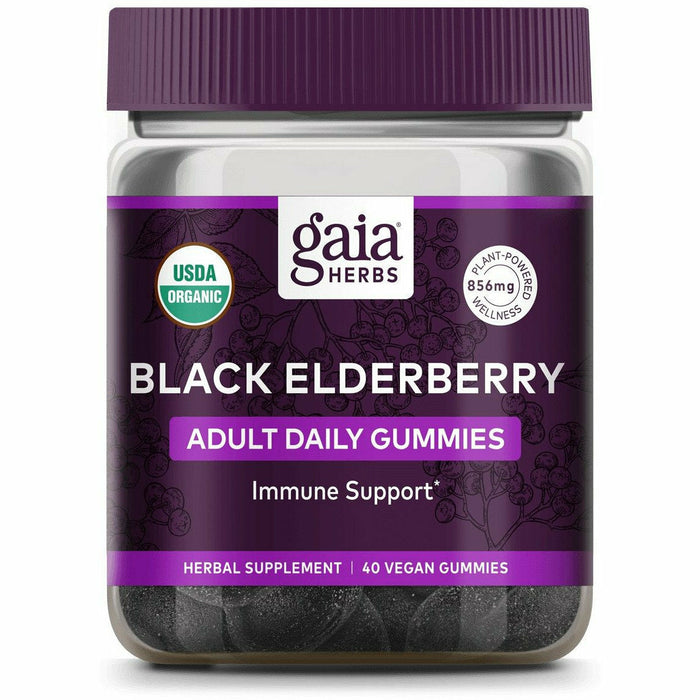 Gaia Herbs, Black Elderberry Adult Daily Gummies 40 vegan gummies