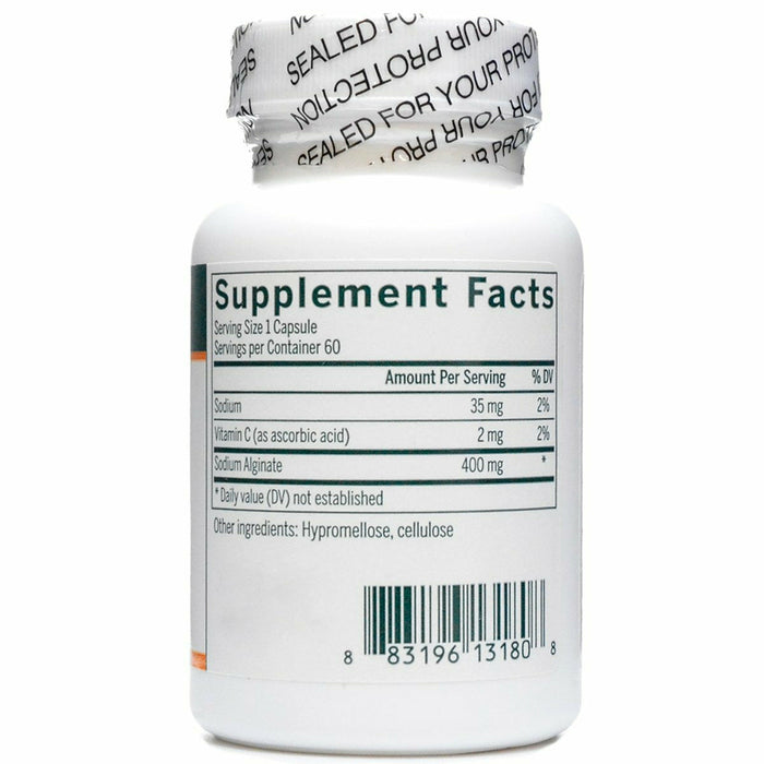 Sodium Alginate 400 mg 60 vcaps by Seroyal Genestra Supplement Facts Label