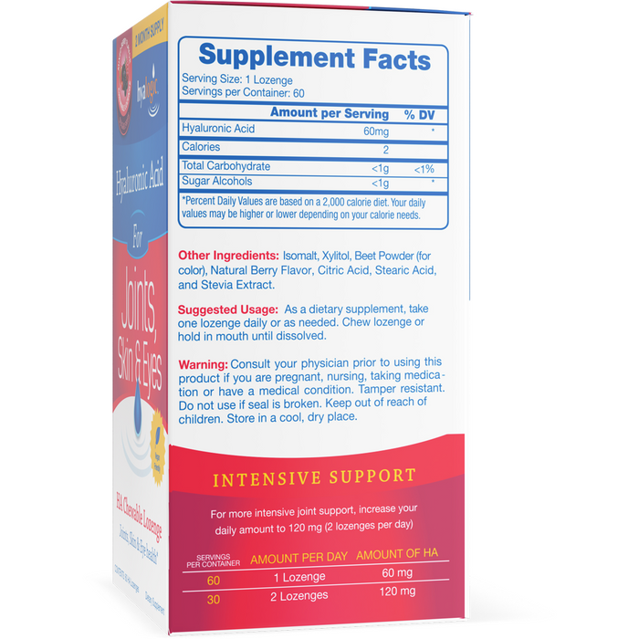 Hyalogic, HA Chewable Lozenge, 60 Lozenges Supplement Facts Label