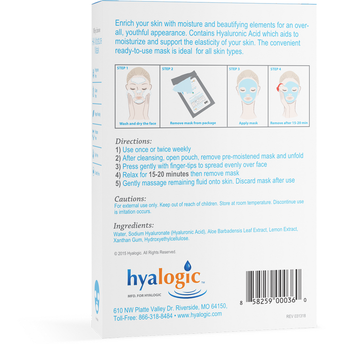 Hyalogic, HA Moisture Mask 4 Pack Label