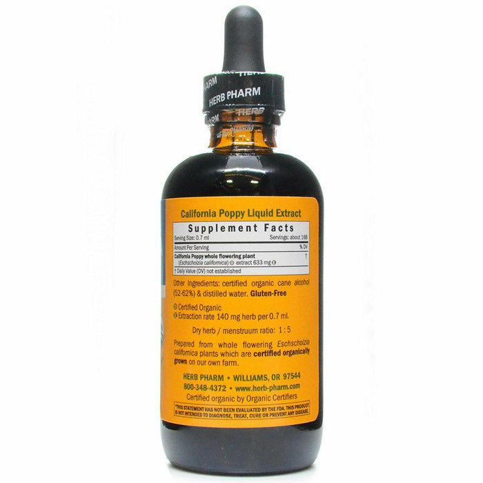 California Poppy 4 oz by Herb Pharm Supplement Facts Label