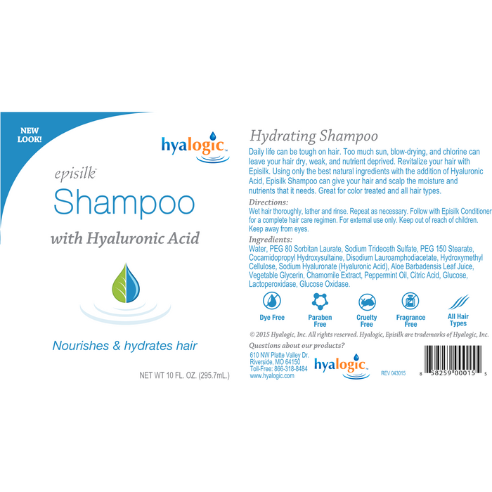 Hyalogic, Hyaluronic Acid Shampoo 10 fl oz Label