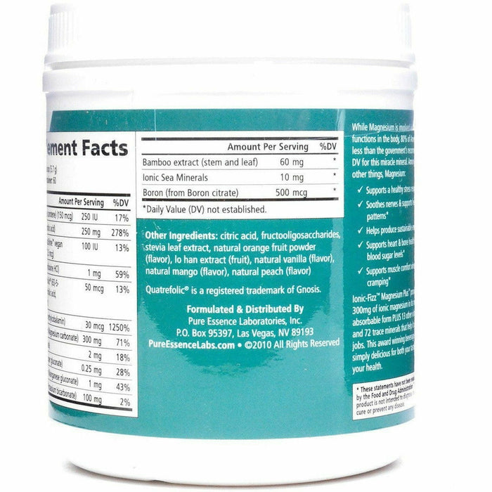 Ionic - Fizz Magnesium Plus Orange Vanilla by Pure Essence Supplement Facts Label Continued