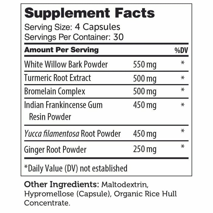Advanced Nutrition by Zahler, Inflame-X 120 Capsules Supplement Facts Label