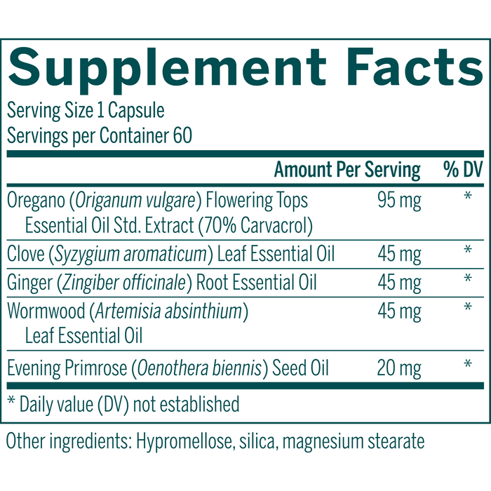 Seroyal Genestra, IntesiBal 60 Capsules Supplement Facts Label