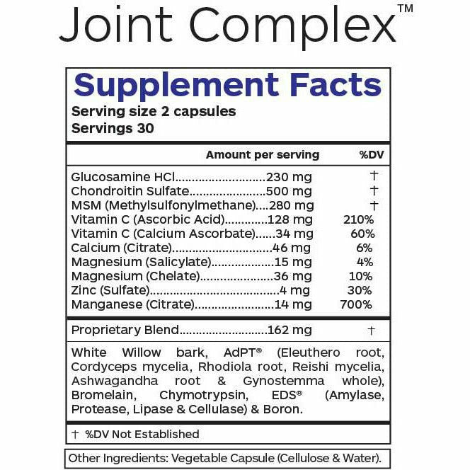 Joint Complex 60 vegcaps by Professional Botanicals Supplement Facts Label