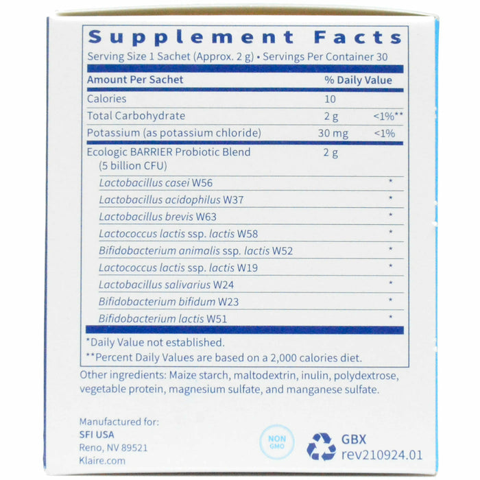 Klaire Labs, Target gb-X 30 sachets Supplement Facts
