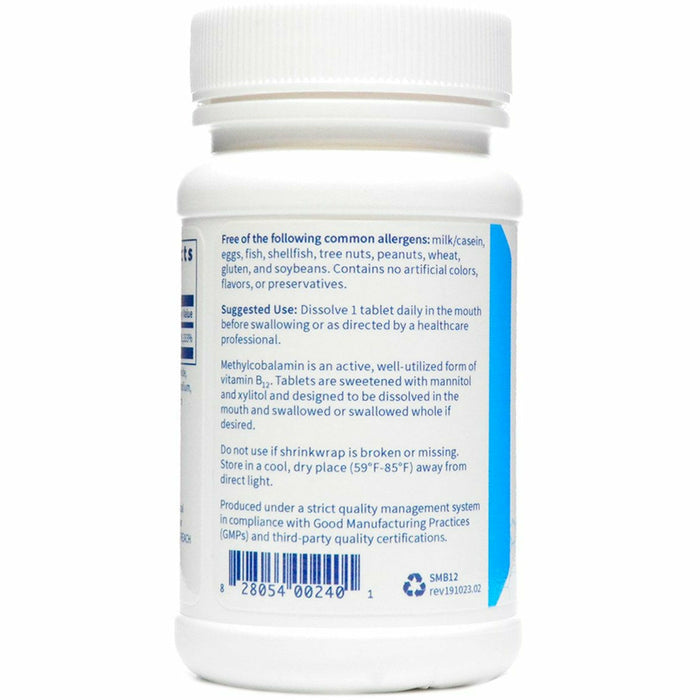 Methylcobalamin 60 tabs By Klaire Labs Information Label
