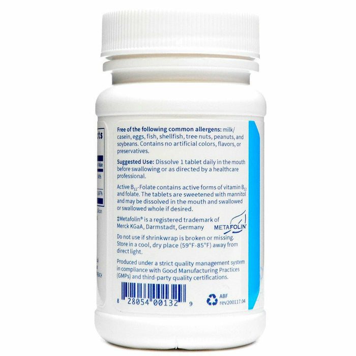 Active B12-Folate 60 Tabs by Klaire Labs Information Label