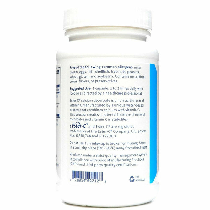 Ester-C 500 mg 100 caps by Klaire Labs Ingredients Label