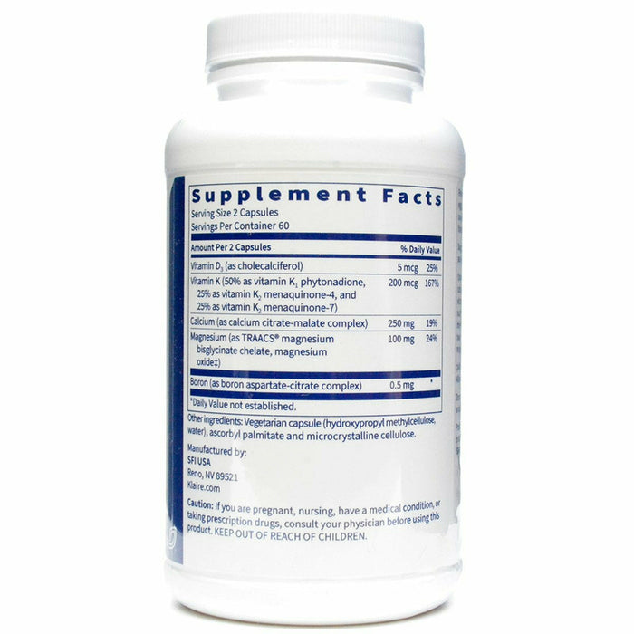 OsteoThera Capsules 120 caps by Klaire Labs Supplement Facts Label