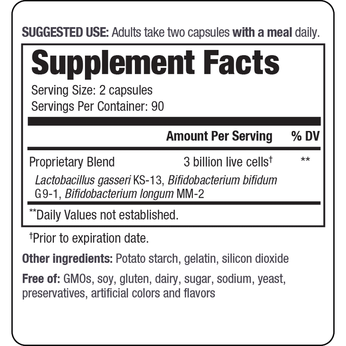 Kyo-Dophilus Daily Probiotic by Wakunaga Supplement Facts Label