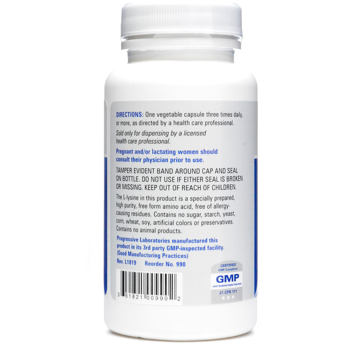 L-Lysine 500 mg 90 vcaps by Progressive Labs