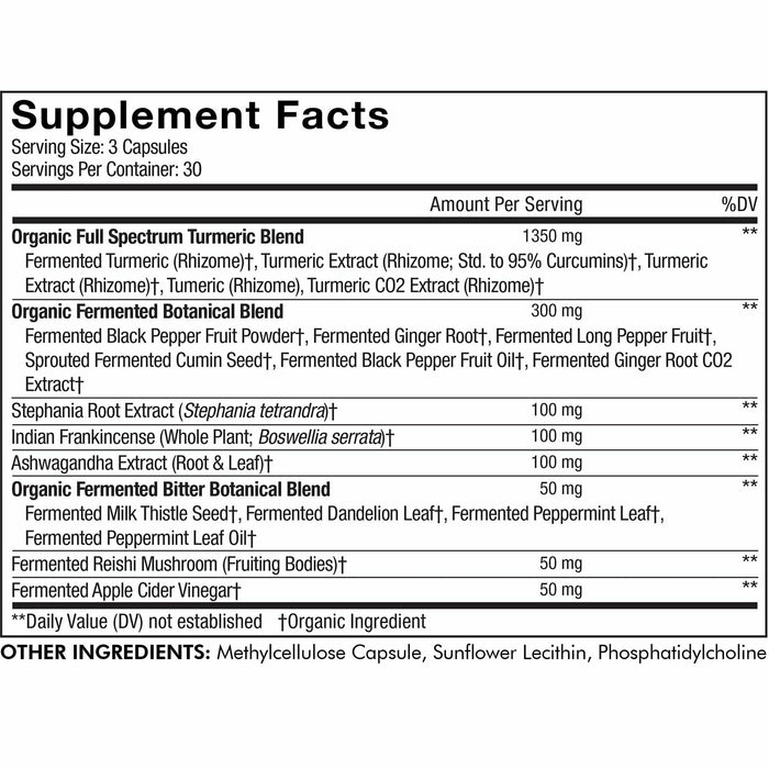 CodeAge, Liposomal Fermented Turmeric 90 Capsules Supplement Facts Label