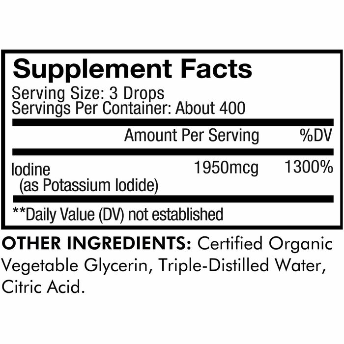 CodeAge, Liquid Iodine USDA Organic 2 fl oz Supplement Facts Label