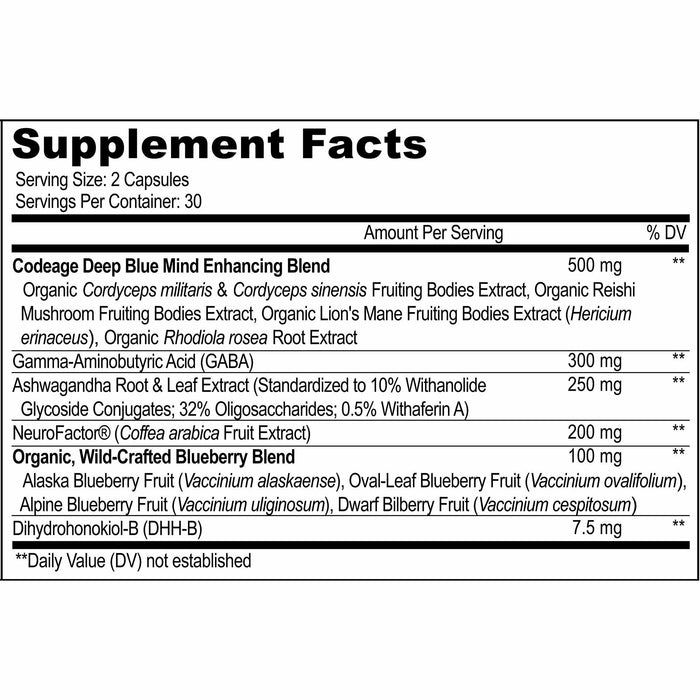 CodeAge, Meditate 60 Capsules Supplement Facts Label