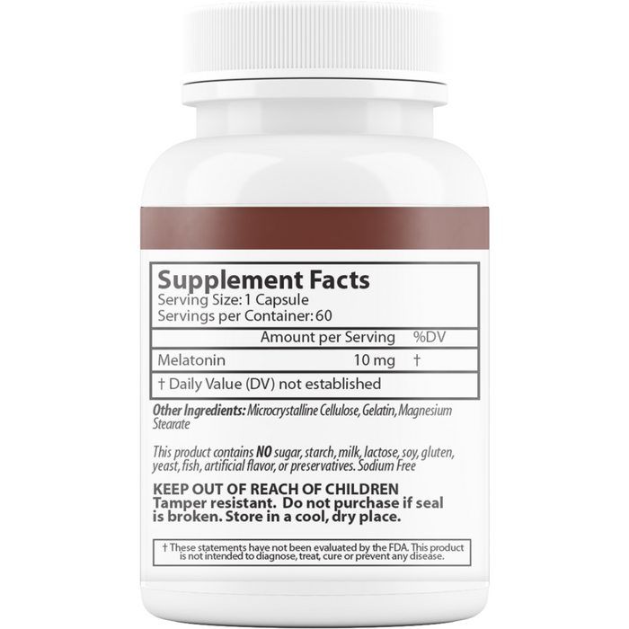 Vinco, Melatonin 10 mg 60 caps Supplement Facts Label