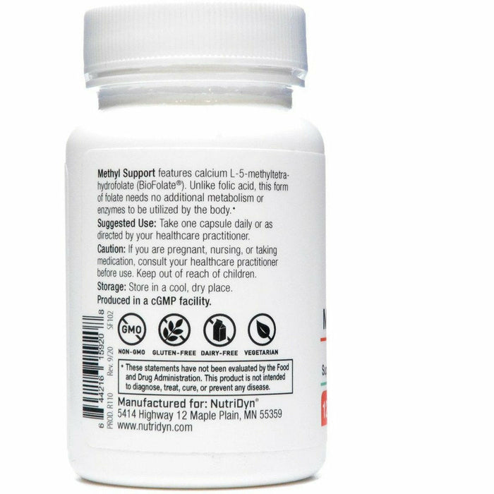 Methyl Support 120 capsules by Nutri-Dyn Suggested Use Label