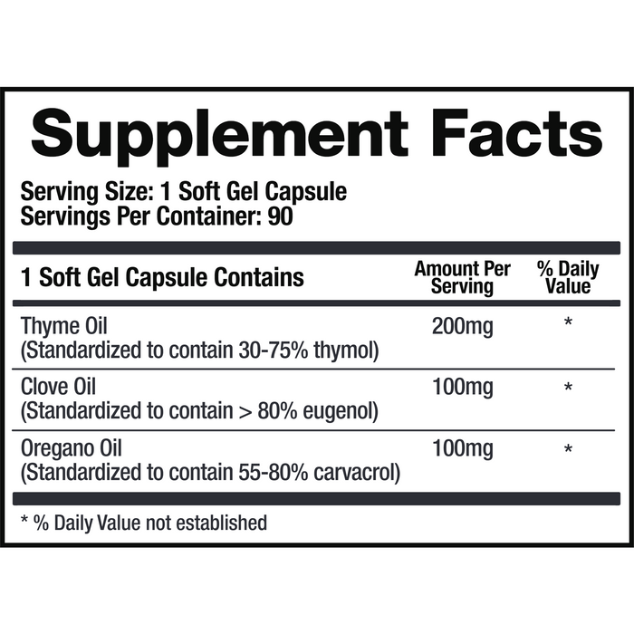 BioMatrix, Microb-Defend 90 Softgels Supplement Facts Label