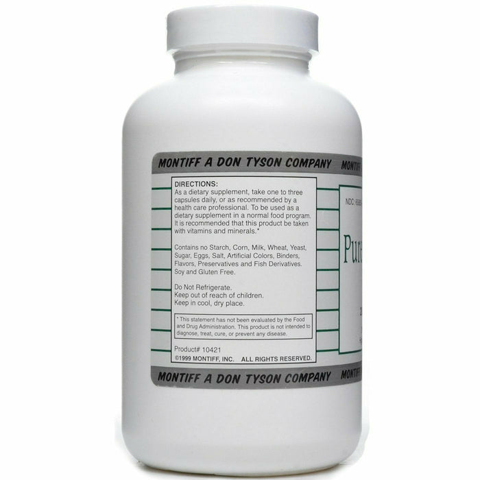 Montiff, Pure L-Lysine 500 mg 200 capsules Information Label