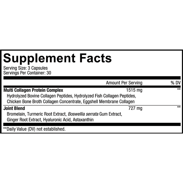 CodeAge, Multi Collagen Joint Blend 90 Capsules Supplement Facts Label
