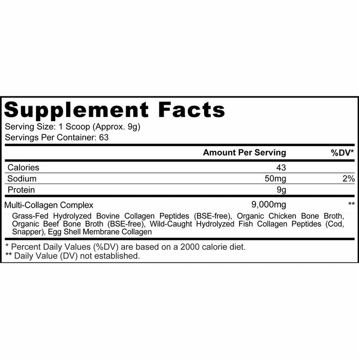 CodeAge, Multi Collagen Peptides Powder 20 oz Supplement Facts Label