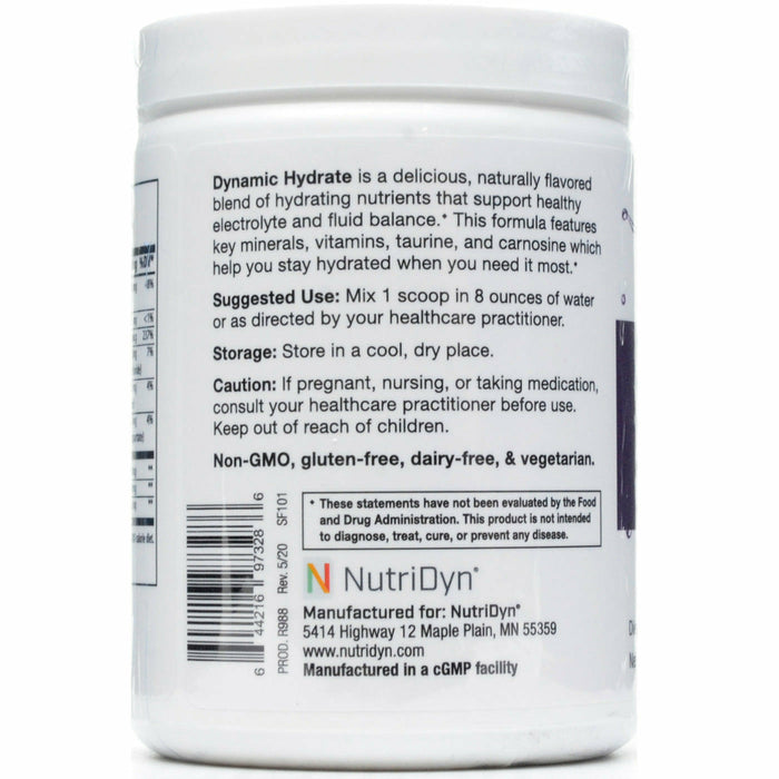 Nutri-Dyn, Dynamic Hydrate Grape 30 Servings Suggested Use