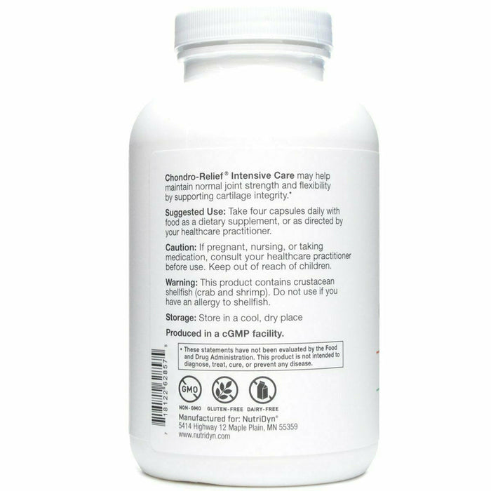 Chondro-Relief Intensive Care 120 Capsules by Nutri-Dyn Information Label