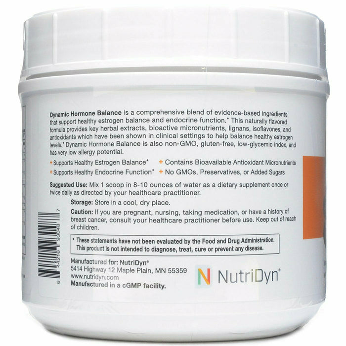 Dynamic Hormone Balance Caramel Macchiato by Nutri-Dyn Supplement Information Label