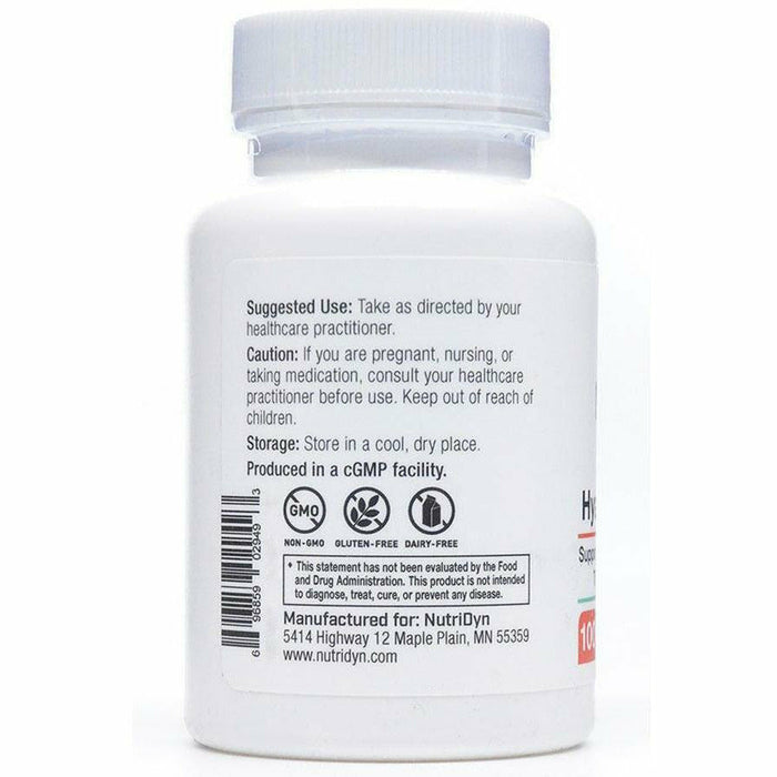 Hyaluronic Acid 100 Capsules by Nutri-Dyn Suggested Use Label